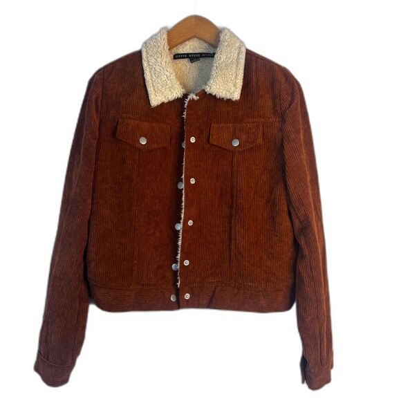 HYFVE Corduroy Faux Fur Lined Field Jacket Brown Tan Cotton Blend Size Small - Picture 1 of 11